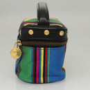 Gianni Versace Vanity Pouch Canvas Multicolor Gold Auth 117852-4