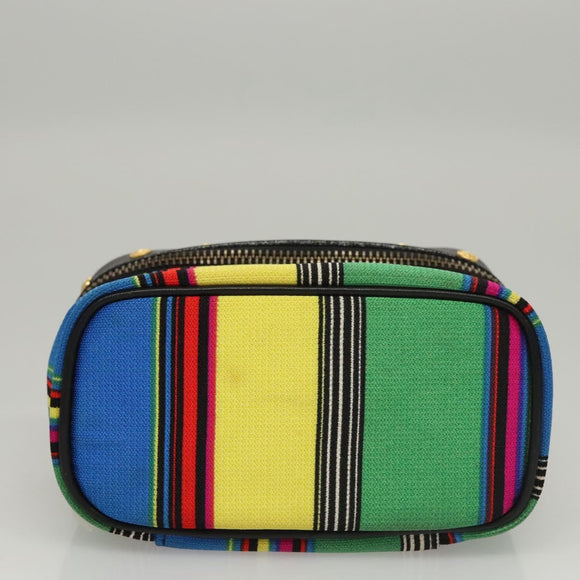 Gianni Versace Vanity Pouch Canvas Multicolor Gold Auth 117852