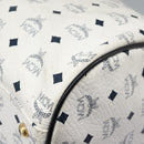 MCM Logogram Vicetos Boston Bag PVC Leather 2way White Gold Auth 117855-18