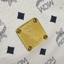 MCM Logogram Vicetos Boston Bag PVC Leather 2way White Gold Auth 117855-12