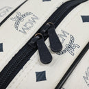 MCM Logogram Vicetos Boston Bag PVC Leather 2way White Gold Auth 117855-10