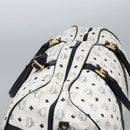 MCM Logogram Vicetos Boston Bag PVC Leather 2way White Gold Auth 117855-6