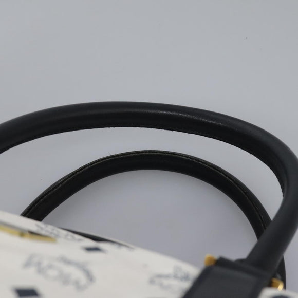 MCM Logogram Vicetos Boston Bag PVC Leather 2way White Gold Auth 117855