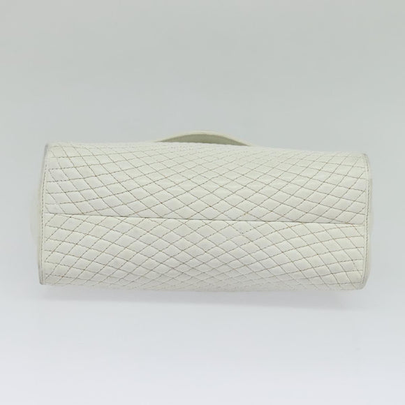 BALLY Hand Bag Leather 2way White Gold Auth 117861