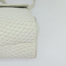 BALLY Hand Bag Leather 2way White Gold Auth 117861-16