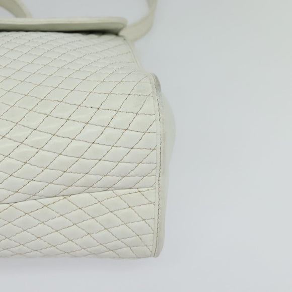 BALLY Hand Bag Leather 2way White Gold Auth 117861