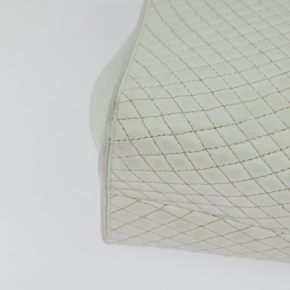 BALLY Hand Bag Leather 2way White Gold Auth 117861