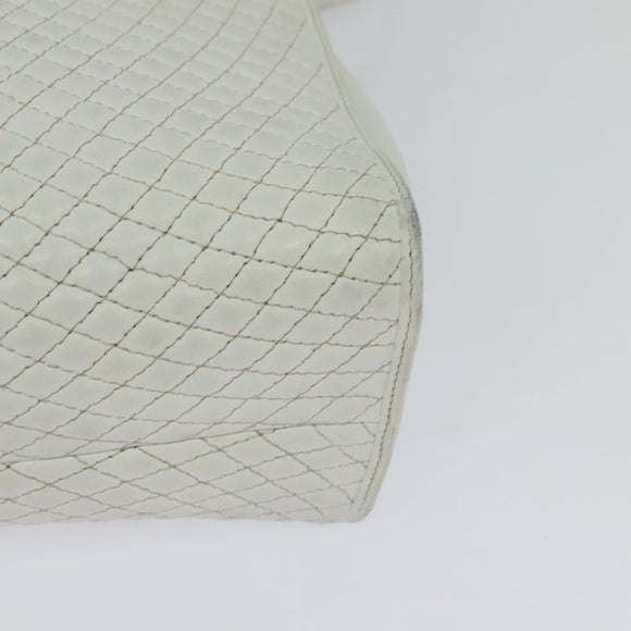 BALLY Hand Bag Leather 2way White Gold Auth 117861