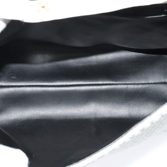 BALLY Hand Bag Leather 2way White Gold Auth 117861