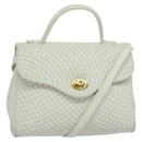 BALLY Hand Bag Leather 2way White Gold Auth 117861-1