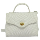 BALLY Hand Bag Leather 2way White Gold Auth 117861-13