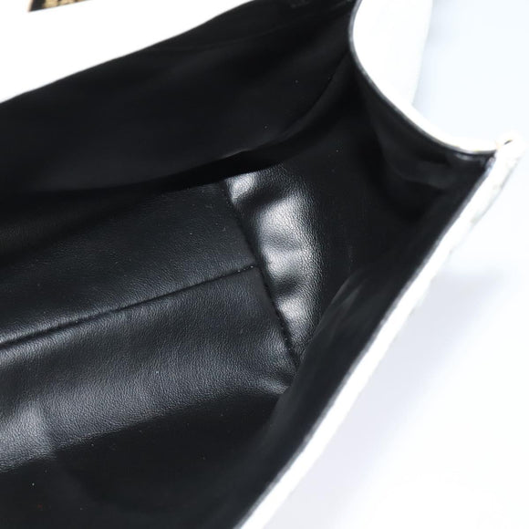 BALLY Hand Bag Leather 2way White Gold Auth 117861