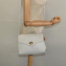 BALLY Hand Bag Leather 2way White Gold Auth 117861-24