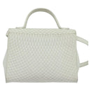 BALLY Hand Bag Leather 2way White Gold Auth 117861-2