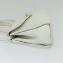 BALLY Hand Bag Leather 2way White Gold Auth 117861-3