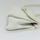 BALLY Hand Bag Leather 2way White Gold Auth 117861-4