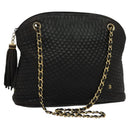 BALLY Chain Shoulder Bag Leather Black Auth 117884-1