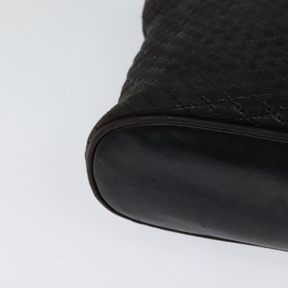 BALLY Chain Shoulder Bag Leather Black Auth 117884