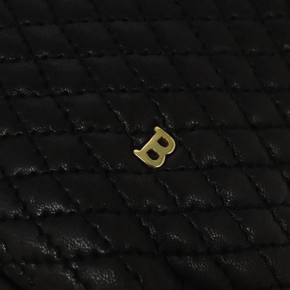 BALLY Chain Shoulder Bag Leather Black Auth 117884