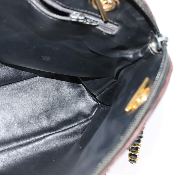 BALLY Chain Shoulder Bag Leather Black Auth 117884