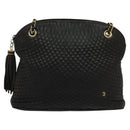 BALLY Chain Shoulder Bag Leather Black Auth 117884-13