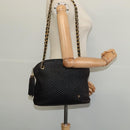 BALLY Chain Shoulder Bag Leather Black Auth 117884-21