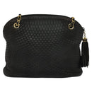 BALLY Chain Shoulder Bag Leather Black Auth 117884-2