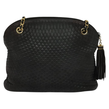 BALLY Chain Shoulder Bag Leather Black Auth 117884 - 0