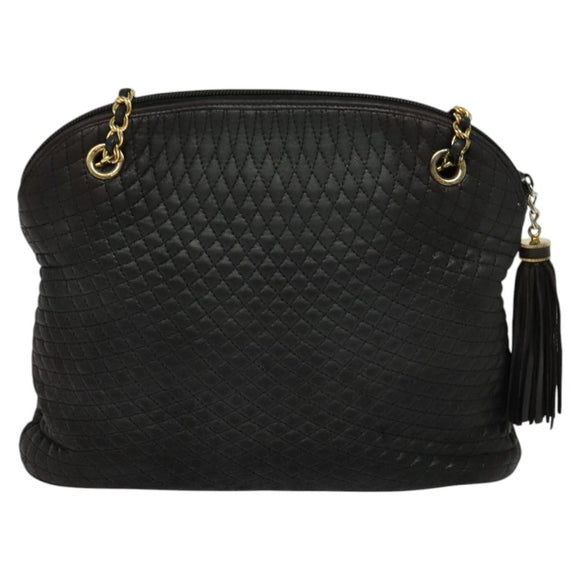 BALLY Chain Shoulder Bag Leather Black Auth 117884