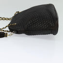 BALLY Chain Shoulder Bag Leather Black Auth 117884-3