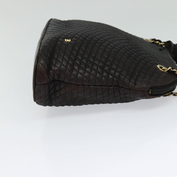 BALLY Chain Shoulder Bag Leather Black Auth 117884