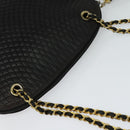 BALLY Chain Shoulder Bag Leather Black Auth 117884-6
