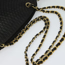 BALLY Chain Shoulder Bag Leather Black Auth 117884-7