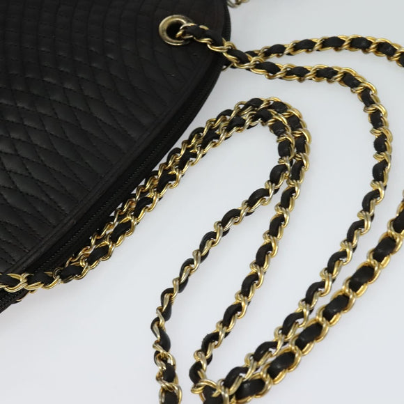 BALLY Chain Shoulder Bag Leather Black Auth 117884