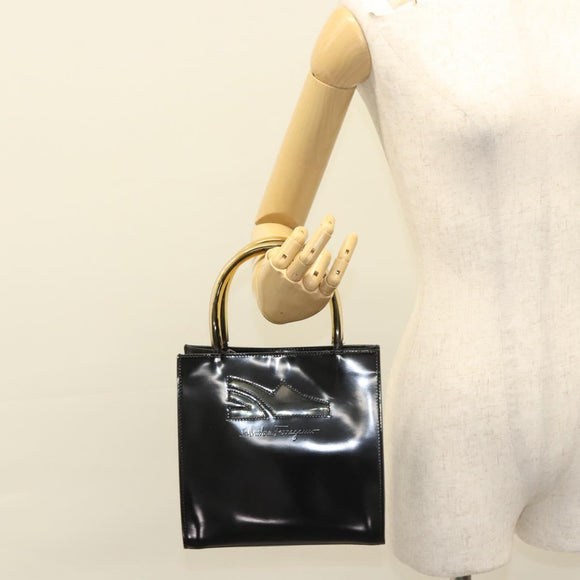 Salvatore Ferragamo Hand Bag Patent leather Black Auth 117886