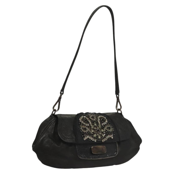 PRADA Shoulder Bag Leather Black Auth 117887