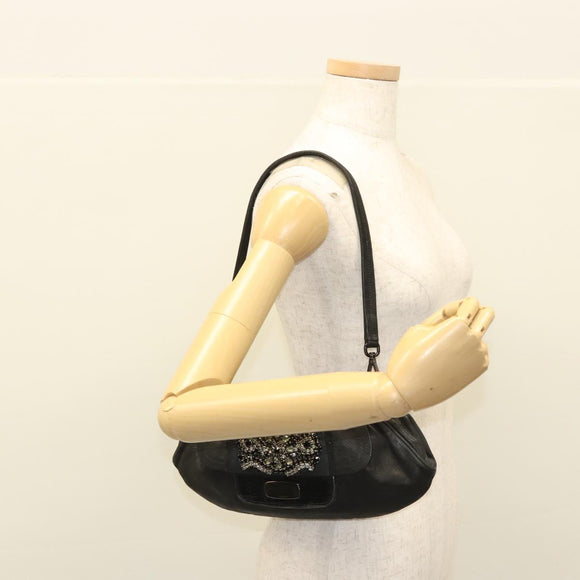 PRADA Shoulder Bag Leather Black Auth 117887