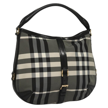 BURBERRY Nova Check Shoulder Bag Nylon Black Gold Auth 117888