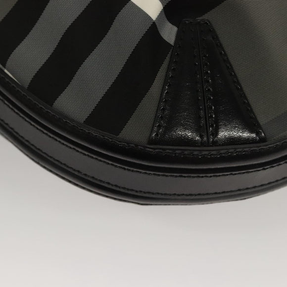 BURBERRY Nova Check Shoulder Bag Nylon Black Gold Auth 117888