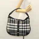 BURBERRY Nova Check Shoulder Bag Nylon Black Gold Auth 117888-24