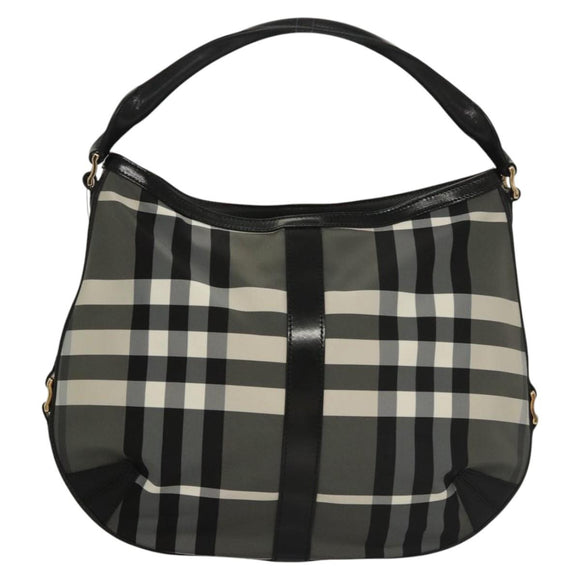 BURBERRY Nova Check Shoulder Bag Nylon Black Gold Auth 117888
