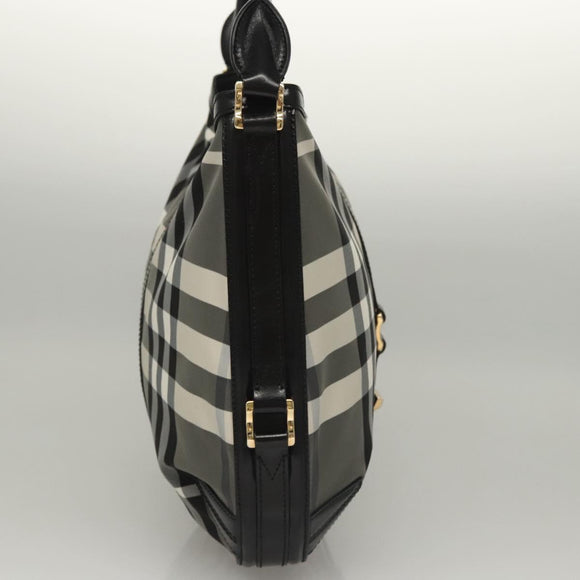 BURBERRY Nova Check Shoulder Bag Nylon Black Gold Auth 117888