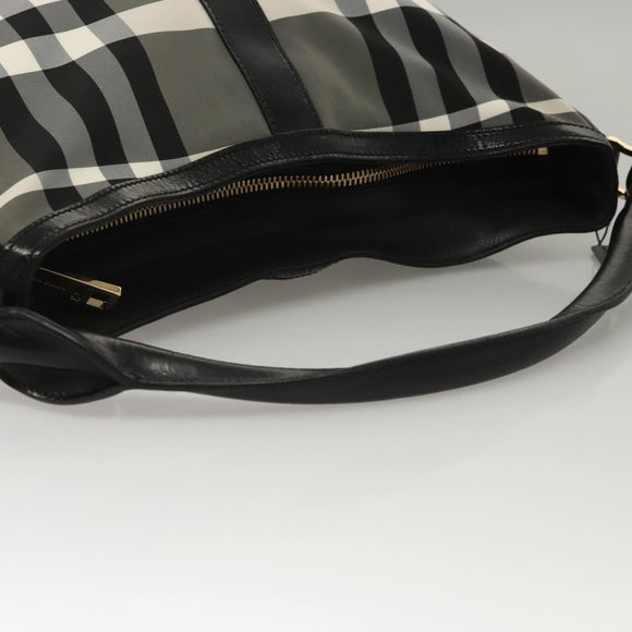 BURBERRY Nova Check Shoulder Bag Nylon Black Gold Auth 117888