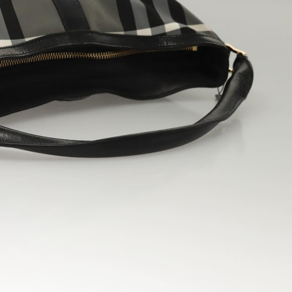 BURBERRY Nova Check Shoulder Bag Nylon Black Gold Auth 117888