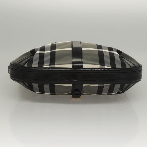 BURBERRY Nova Check Shoulder Bag Nylon Black Gold Auth 117888