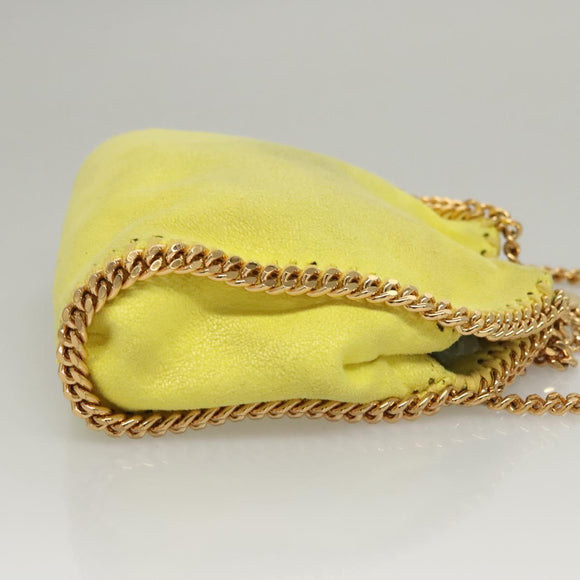 Stella MacCartney Chain Falabella Shoulder Bag Suede Yellow Gold Auth 117893