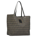 FENDI Zucchino Canvas Tote Bag Nylon Navy Silver Auth 117895-1