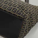 FENDI Zucchino Canvas Tote Bag Nylon Navy Silver Auth 117895-14