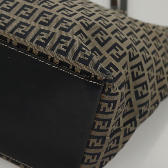 FENDI Zucchino Canvas Tote Bag Nylon Navy Silver Auth 117895