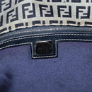 FENDI Zucchino Canvas Tote Bag Nylon Navy Silver Auth 117895-17